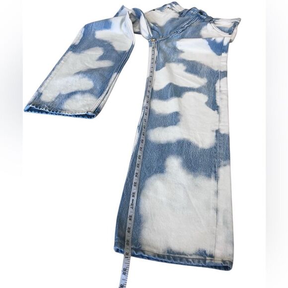 Calvin Klein Original Wide Leg jeans size W27 Blue White Cloud Pattern - Picture 14 of 15